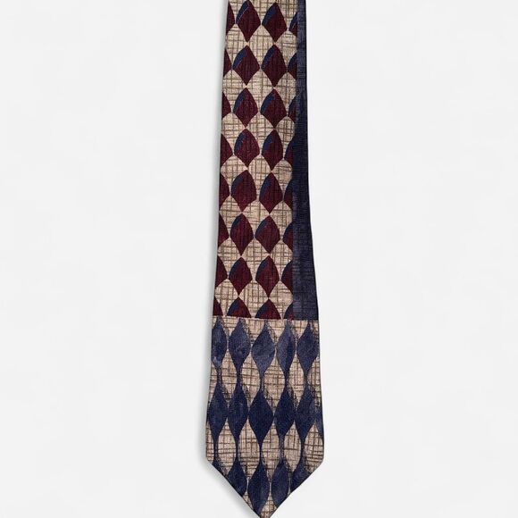 Geometric Diamond Print Silk Neck Tie from John Henry - Picture 1 of 5